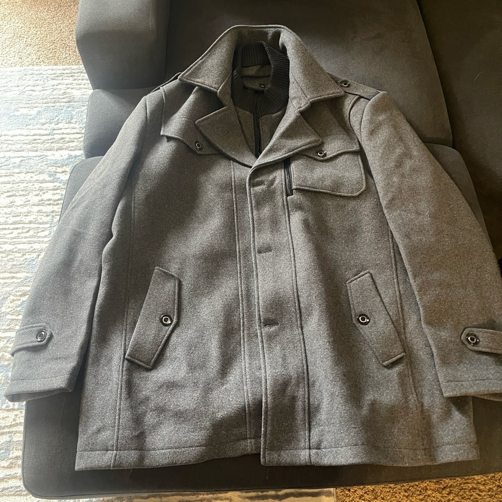 Plus Size Men’s Woolen Coat Casual Double Collar Jacket
